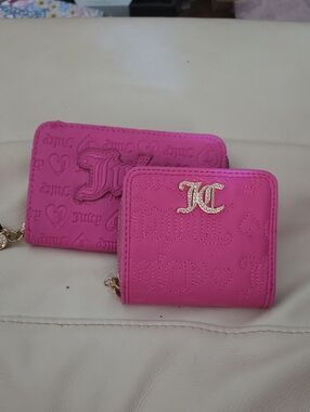 Two Juicy Couture Hot Pink Quilted Wallets with JC Emblem NWT